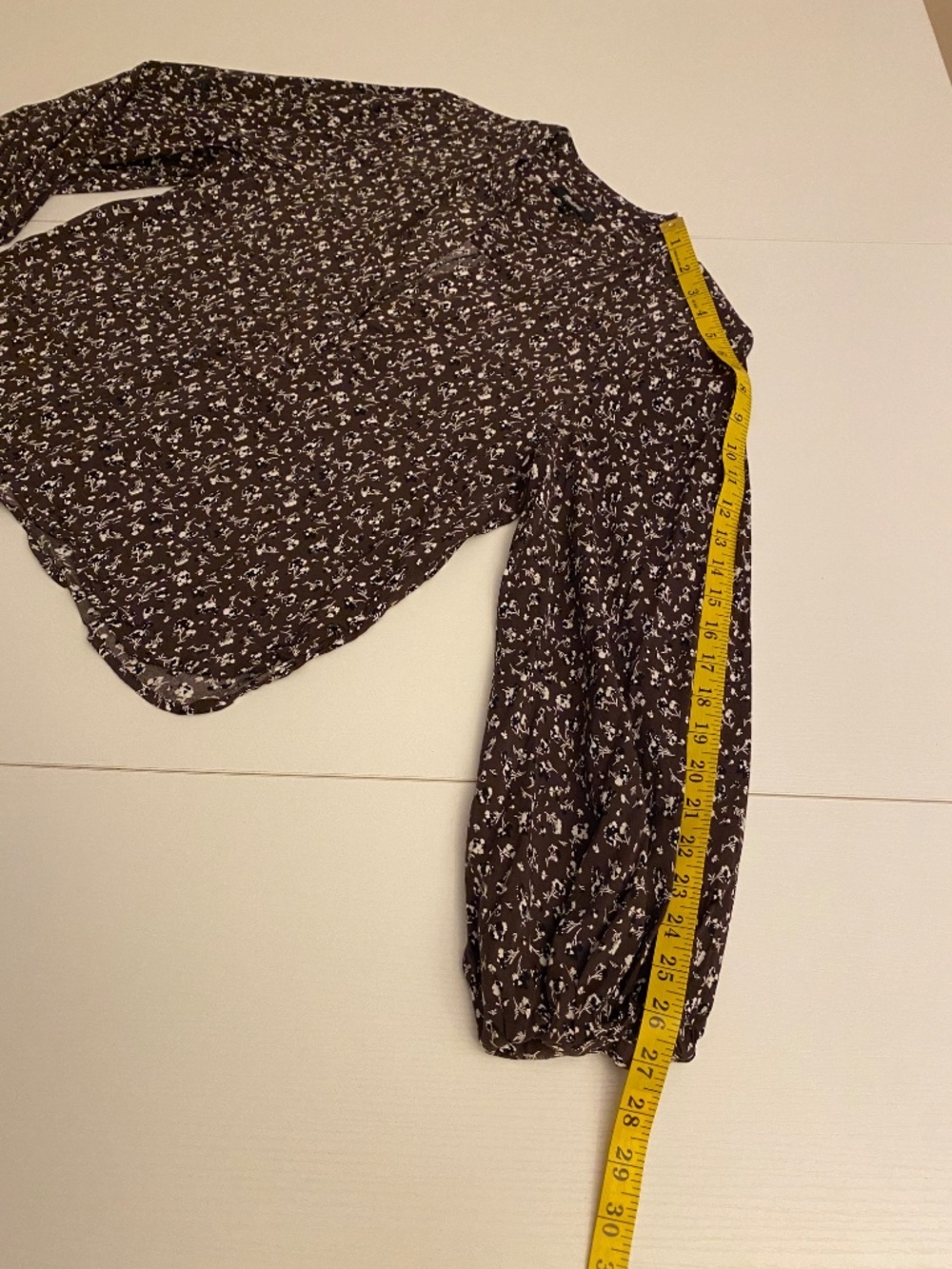 Madewell V-Neck Long-Sleeve Dark Carob Floral Top Size Large - Picture 15 of 16